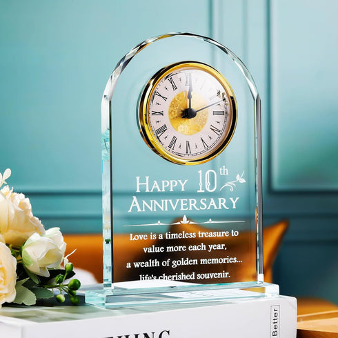 10 Year Anniversary Glass Clock Gift